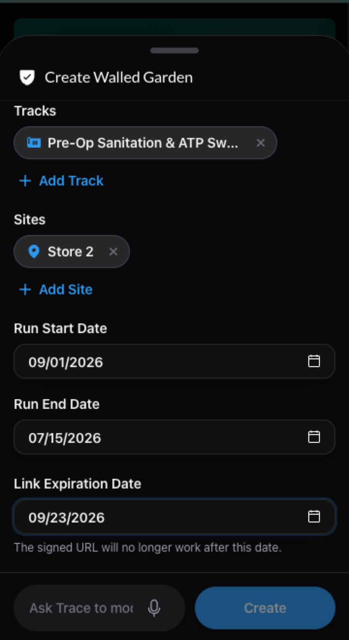 TraceTrack Auditor Read-Only Ledger Setup Screen TraceTrack Create Walled Garden Auditor Read-Only Ledger Configuration Screen