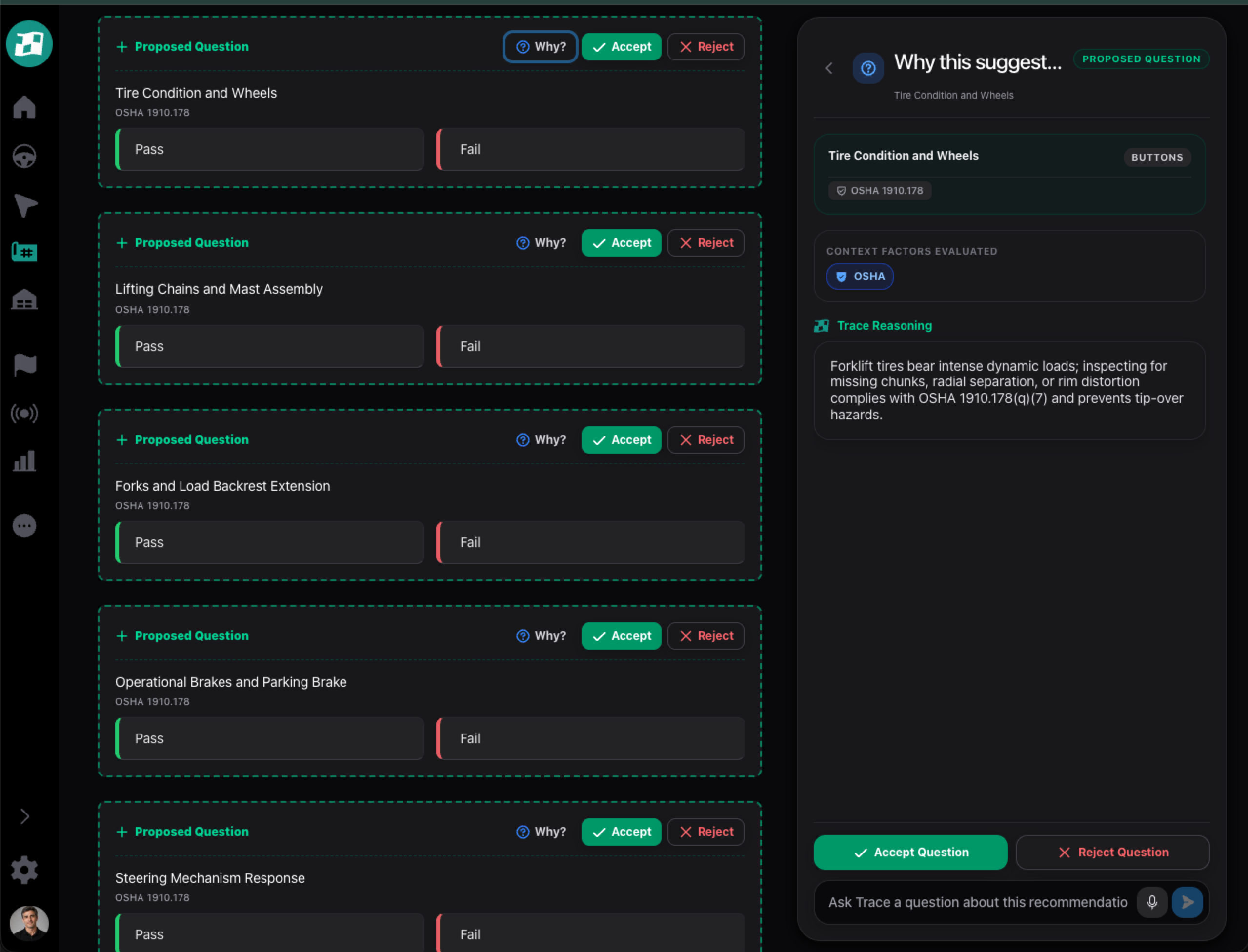 TraceTrack AI Regulatory Intelligence and Track Builder TraceTrack AI Regulatory Intelligence Track Builder with OSHA and Compliance Reasoning
